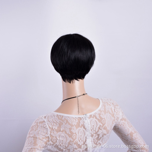 Top Quality best-selling synthetic wigs black short natural wave hair for European and American mature woman